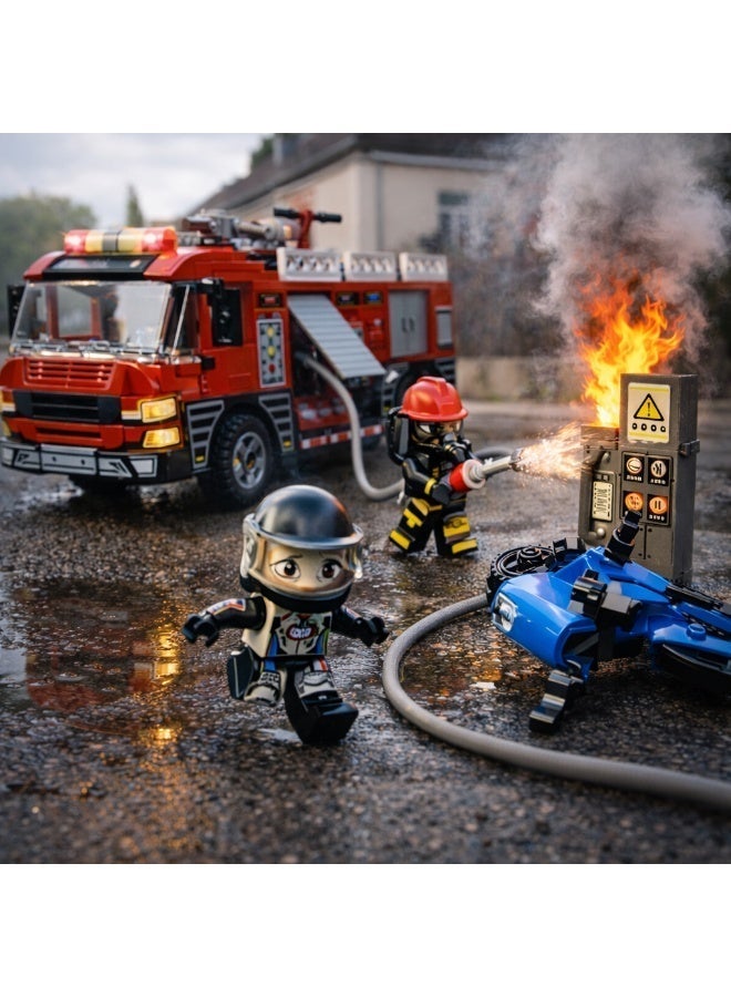Qman Fire Truck Building Blocks Set for Kids – 275 Pieces with 2 Mini Figures, Emergency Rescue Construction Toy Ages 6+ - Image 3